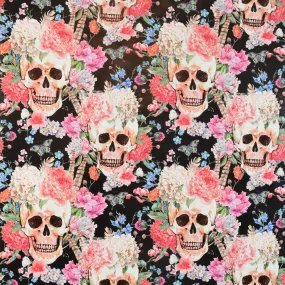 Walter Knabe Skull Floral Machine Printed Fabric