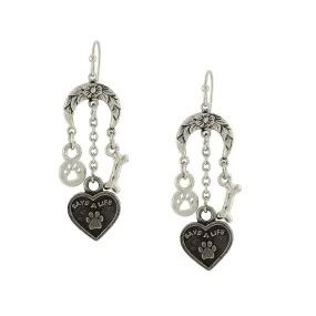 1928 Jewelry Crescent Flower Moon Save A Life Heart Bone Paw Charm Earrings