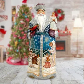 Angelic Guidance Santa Hand-Painted Wood Carved Masterpiece by G. DeBrekht - Nativity Holiday Décor - 215860