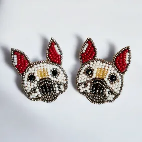 Beaded Bulldog Stud Earrings