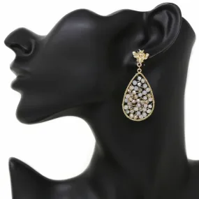 Bee With Glass Beaded Teardrop Earrings