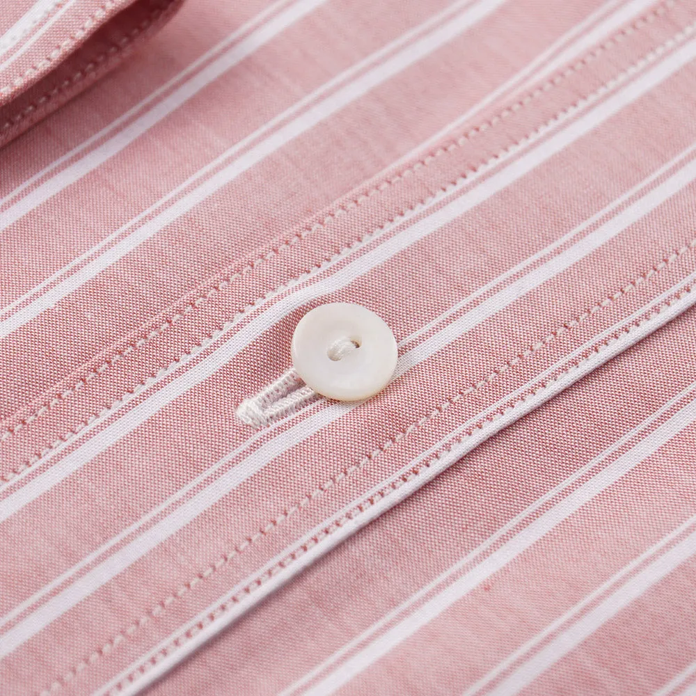 Boglioli Slim-Fit Oxford Cotton Shirt in Pink Stripe