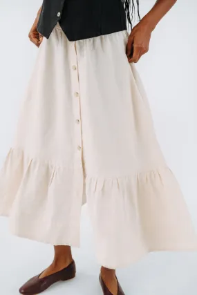 Button Down Skirt, Hemp, Milky White