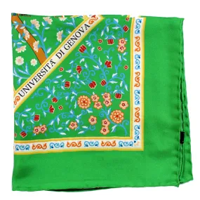 E. Marinella Scarf Green Marine Life & Floral - Twill Silk Square Foulard FINAL SALE