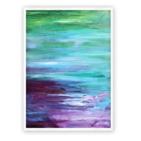 Framed vertical pink & green abstract wall art print