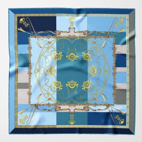 Gabriella - Hand Rolled Silk Foulard - Azure