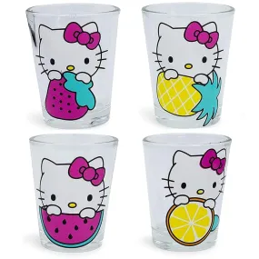 Hello Kitty Fruit 4 Pack Mini Glass Set, 1.5 Ounces