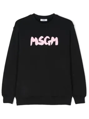 Kids Pink Painting Logo Sweatshirt Black