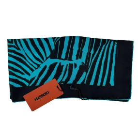 Missoni Small Silk Scarf Aqua Black Design