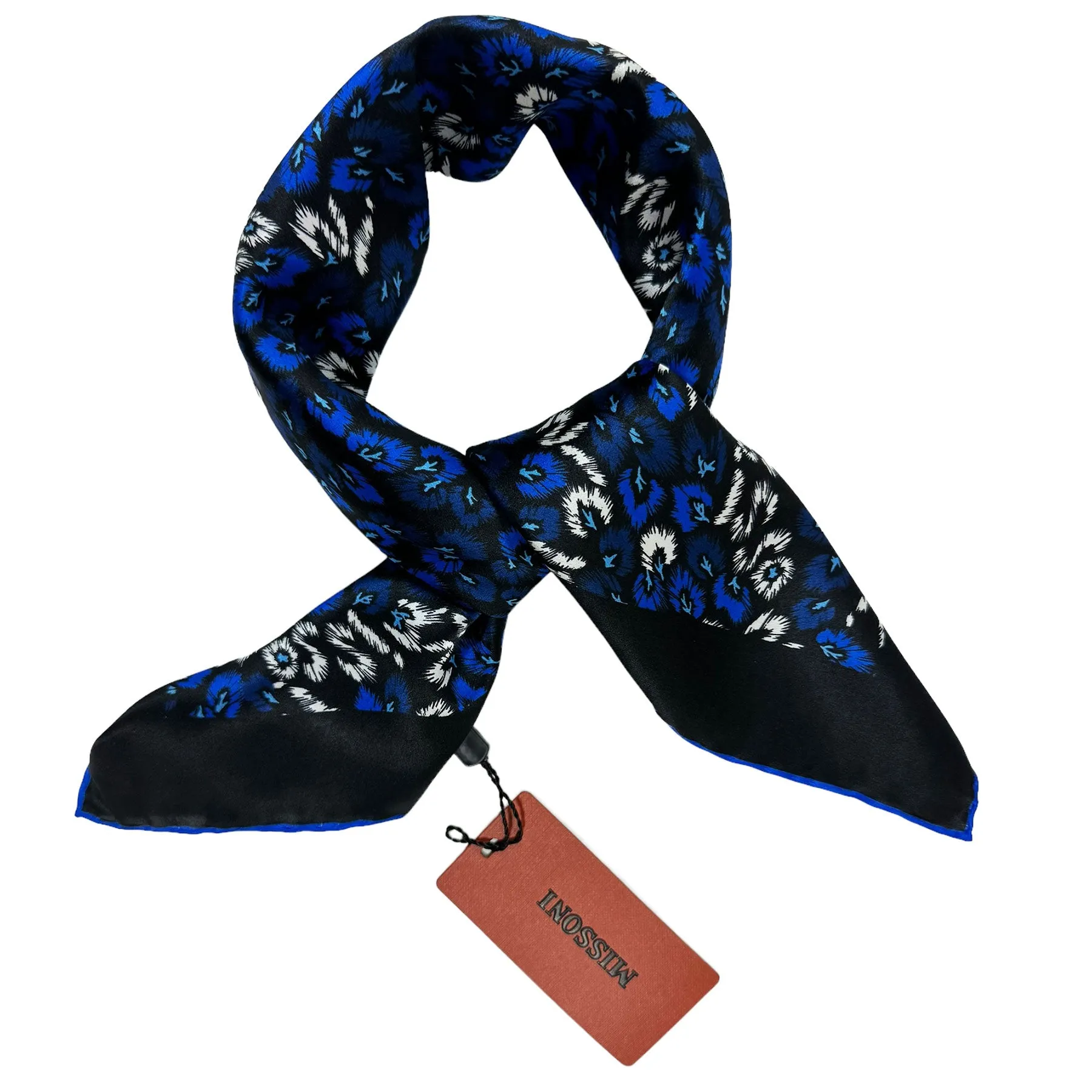 Missoni Small Silk Scarf Royal Blue Floral Design