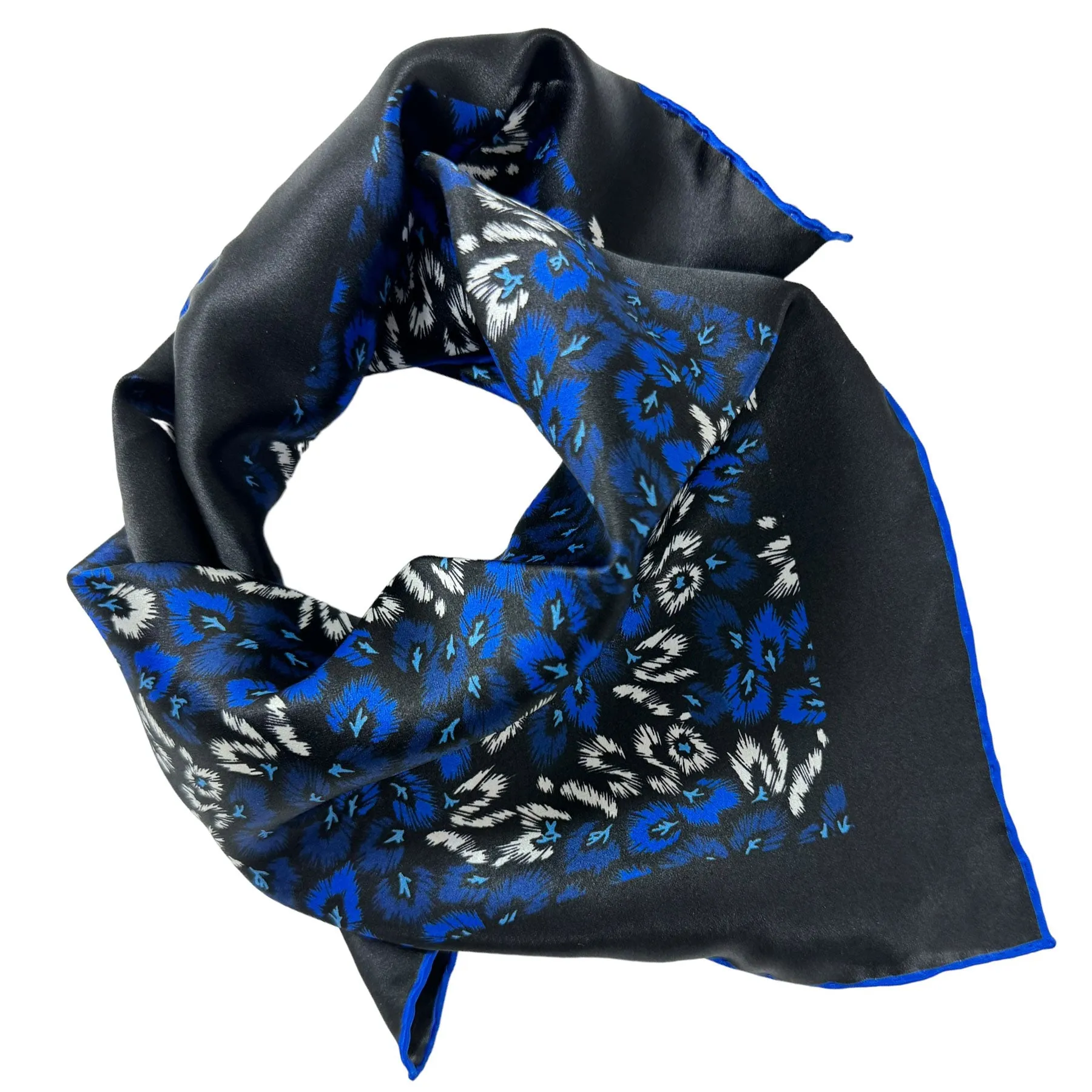 Missoni Small Silk Scarf Royal Blue Floral Design