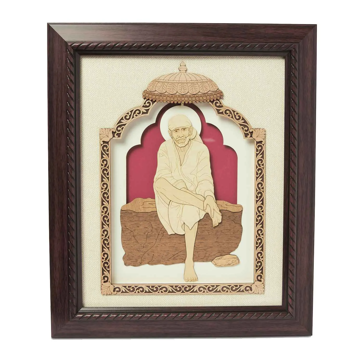 Saibaba Wood Art Frame 11 in x 13 in