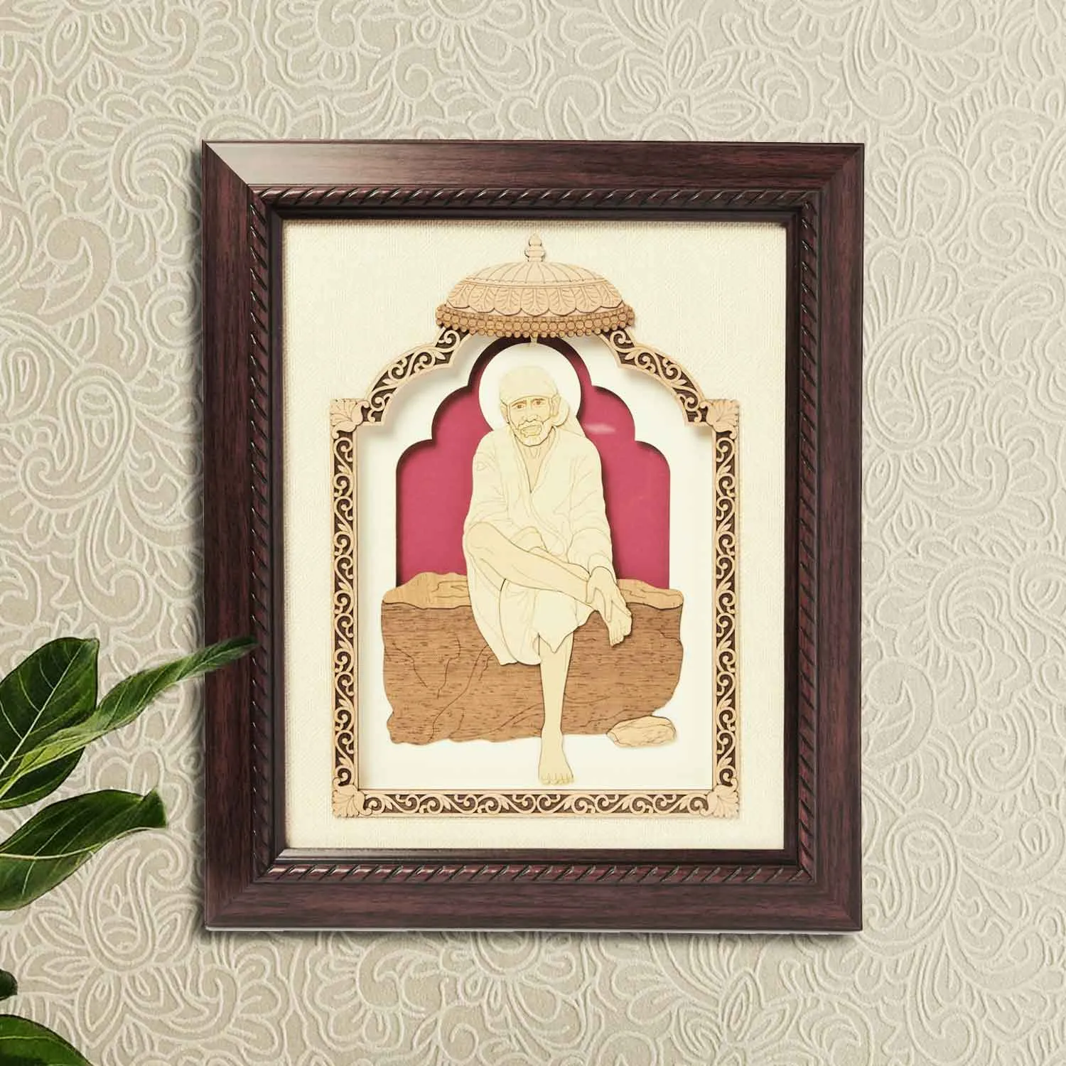 Saibaba Wood Art Frame 11 in x 13 in