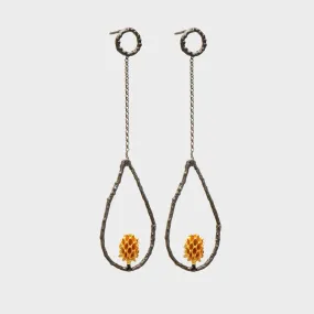 Secrets of the forest - teardrop earrings - silver 925 - dark rhodium & gold plated