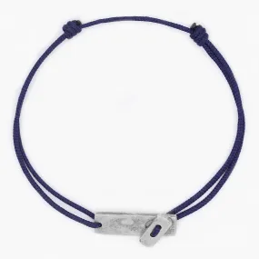 String Bracelet With Sterling Silver Button (Navy Blue)