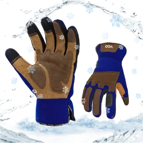 VGO 1Pair 0℃/32°F Winter Gardening Gloves Men,Safety Work Gloves,Puncture-proof,Thornproof,Touchscreen(SL7475FLWP-BLU)